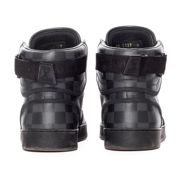 Louis Vuitton Rivoli Damier Graphite Black High-Top Sneakers Men's 9 - Picture 5 of 11
